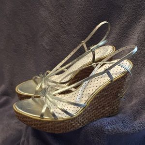Guess Birdie Gold Leather Espadrille 7.5